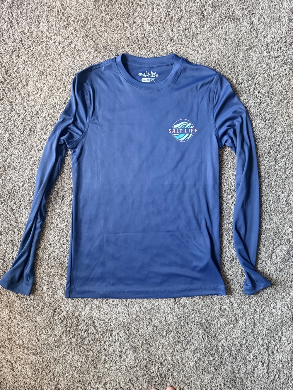 Salt Life womens Long Sleeve Rash Guard - Blue with Aqua Logo